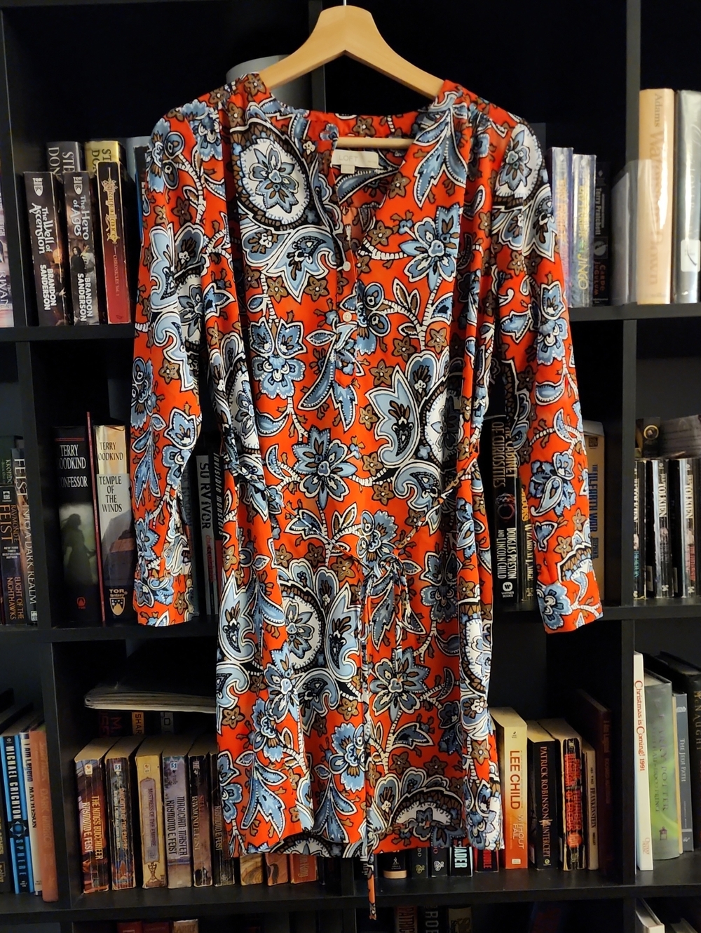 LOFT Floral Paisley Orange Long-Sleeve Women's Dress